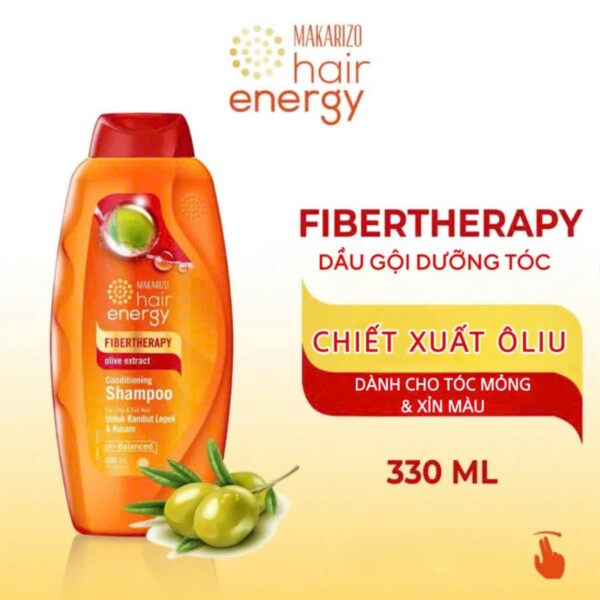 Dầu Gội Xả 2 trong 1 phục hồi tóc khô hư tổn do hóa chất Makarizo Hair Energy Olive Extract 330ml