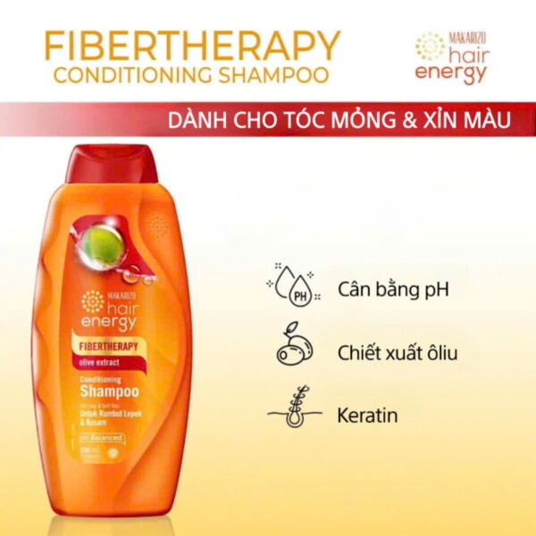 Dầu Gội Xả 2 trong 1 phục hồi tóc khô hư tổn do hóa chất Makarizo Hair Energy Olive Extract 330ml