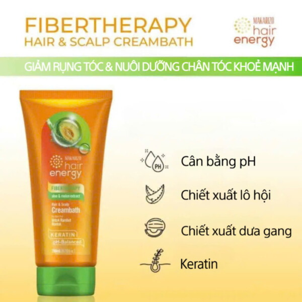 Kem Ủ Dưỡng Tóc & Da Đầu Makarizo Hair Energy Creambath – Aloe & Melon Extract 200ml