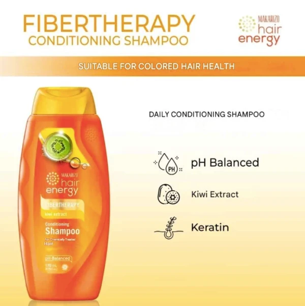 Dầu Gội Xả 2 trong 1 phục hồi sâu tăng sức đề kháng cho tóc Makarizo Hair Energy Fibertherapy Conditioning Shampoo Kiwi Extract 330ml