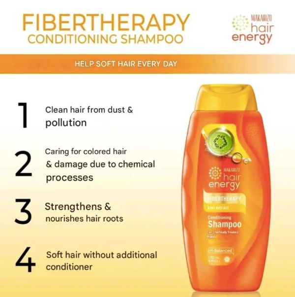 Dầu Gội Xả 2 trong 1 phục hồi sâu tăng sức đề kháng cho tóc Makarizo Hair Energy Fibertherapy Conditioning Shampoo Kiwi Extract 330ml
